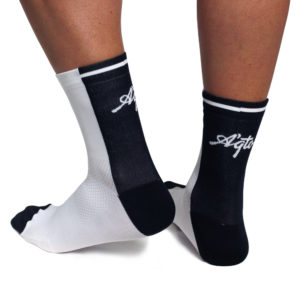 A pair of Meryl skinlife socks on feet