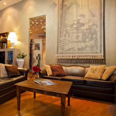 leather couches in a sitting room