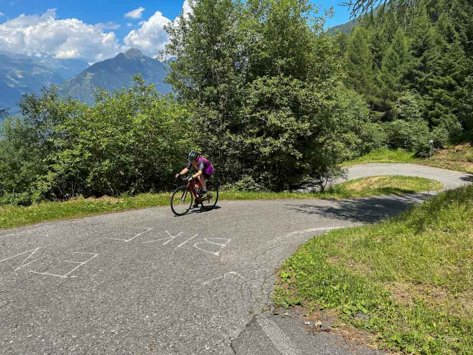 A rider cycling on Mortirolo