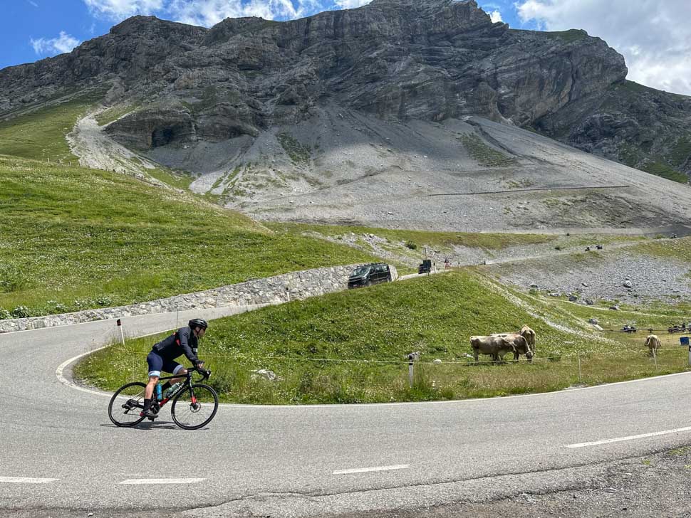 A man descending Passo Dello Stelvio