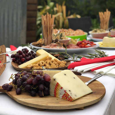 a table laden with antipasto