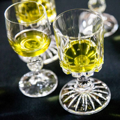 little glasses filled with lemoncello