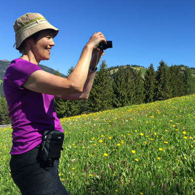 A non riding partner hiking in the mountains around Bormio