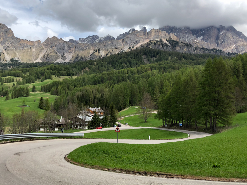 The road descending from Tre Croce to Cortina d'Ampezzo