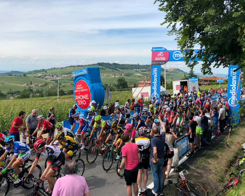 The Giro d'Italia race through Piemonte and le Langhe