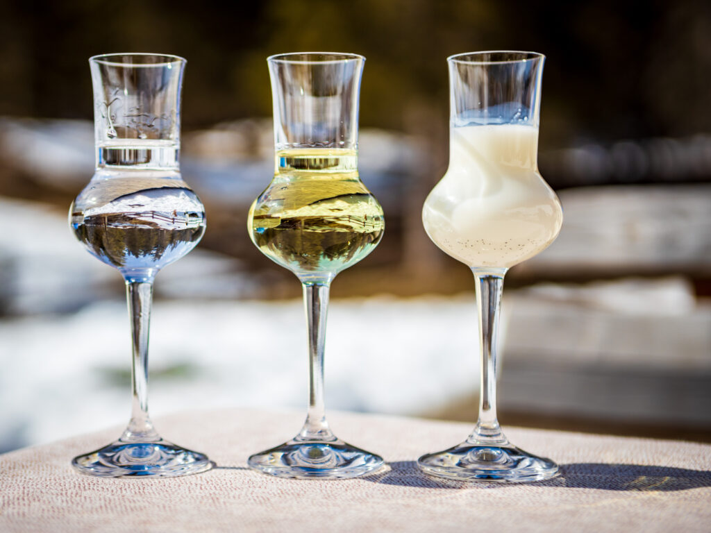 Three glasses of grappa