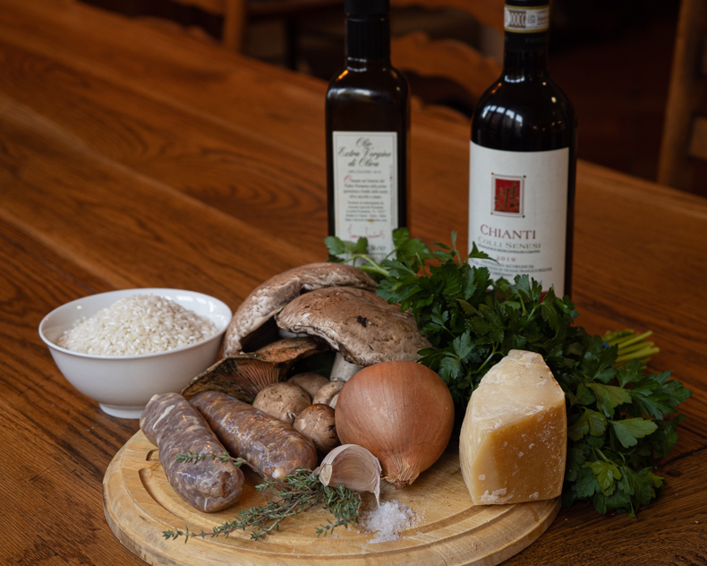 ingredients to make mushroom risotto