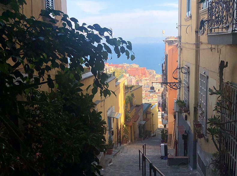 The colourful steep streets of Naples