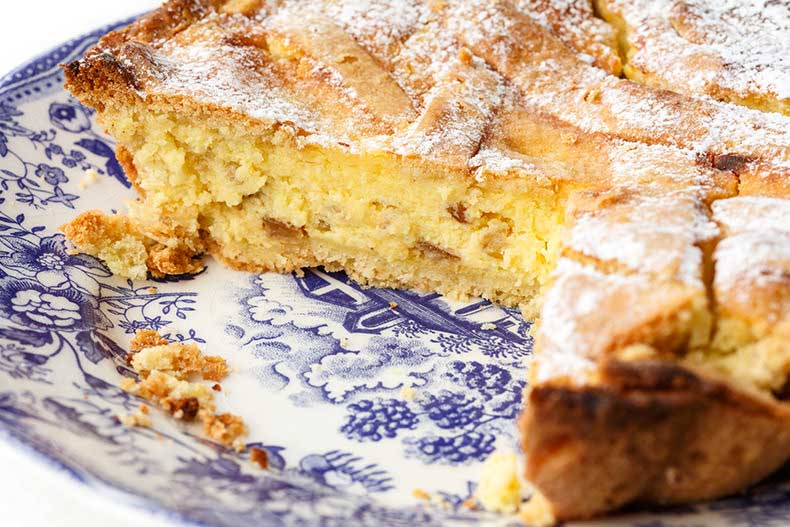 Pastiera Napoletana cake on a plate