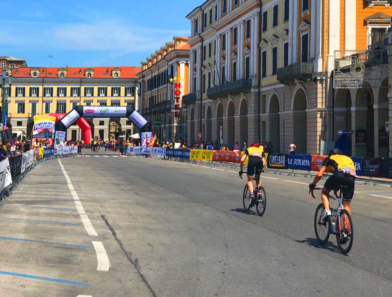 The Gran Fondo finishing straight in Cuneo