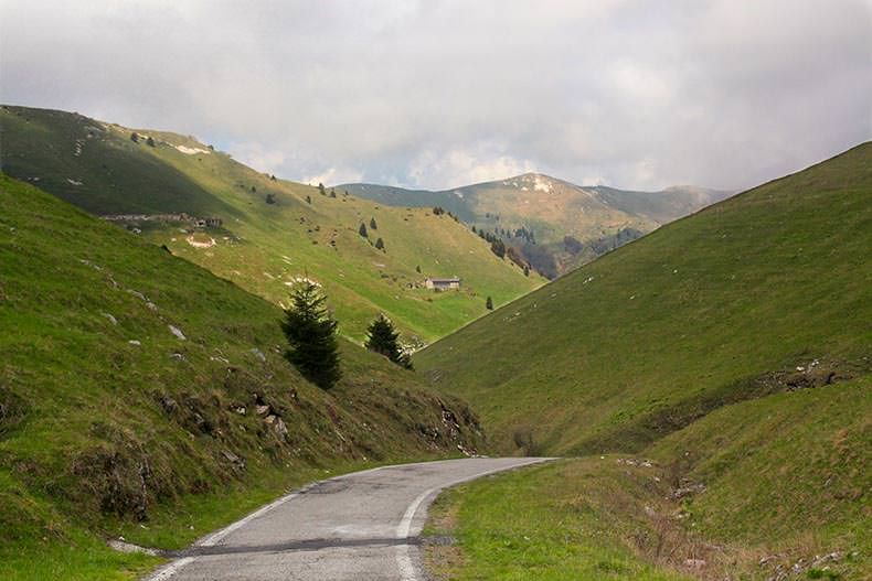 The road going to the top of Monte Grappa