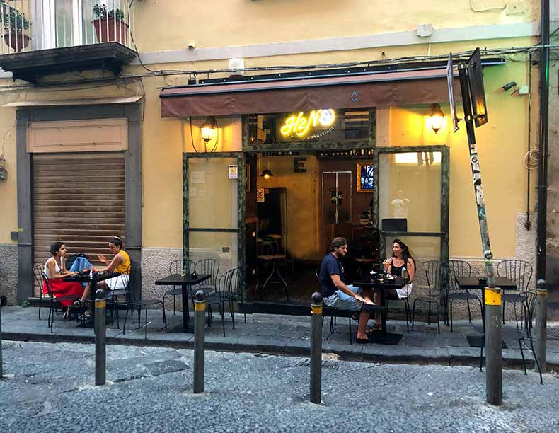 Aperitivo at a small bar in Naples