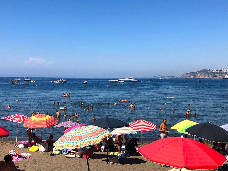 umbrellas on the beach on Procida