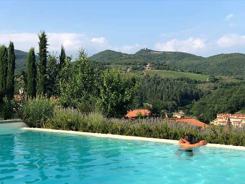 A man in a pool in Italy