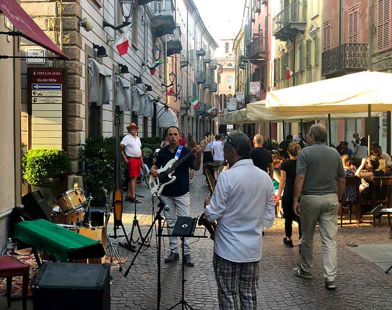 A streetscape in Alba Piemonte