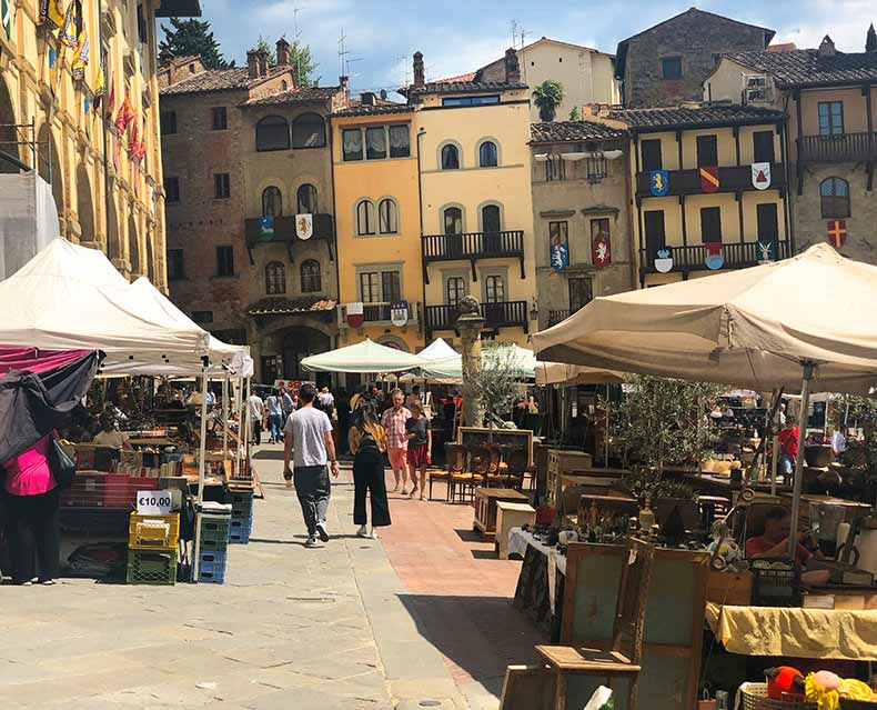 The Arezzo Piazza during their monthly antique market