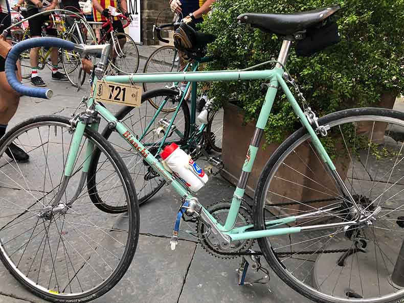 A vintage steel bianchi bike