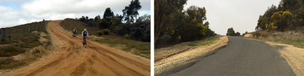 Cyclists riding on a Victorian weekend escape near Daylesford