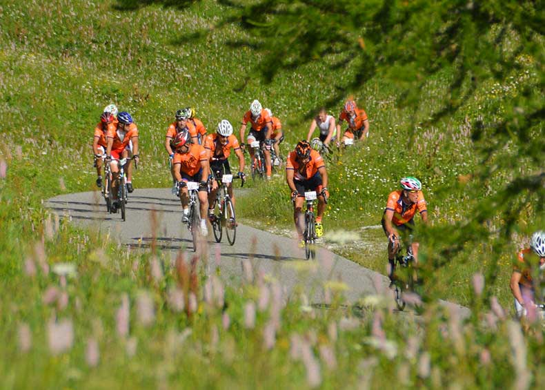 A group of riders participating in La Fausto Coppi Gran fondo