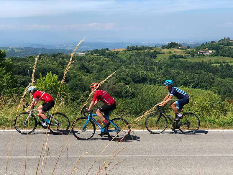 Three cyclist riding in Piemonte