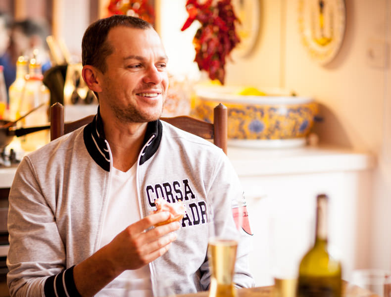 A man eating italian food