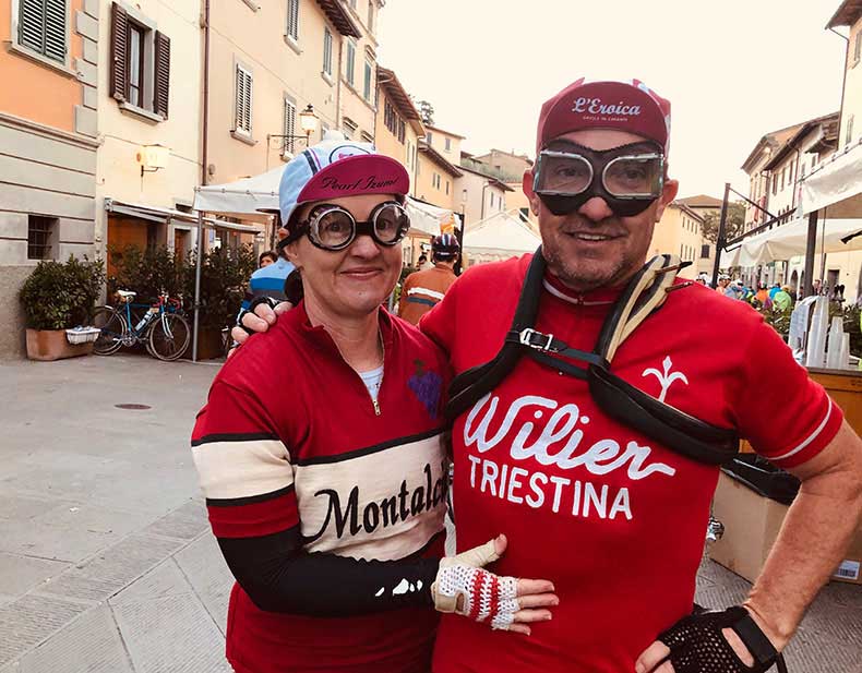 A man and woman before the start of L'Eroica