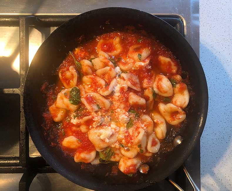 A pan filled with gnocchi alla sorrentina