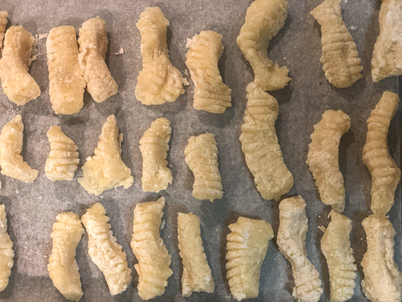 rows of hand made gnocchi