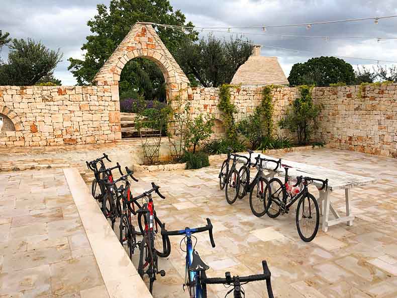 Bicycles being stored in a rustic property in Puglia