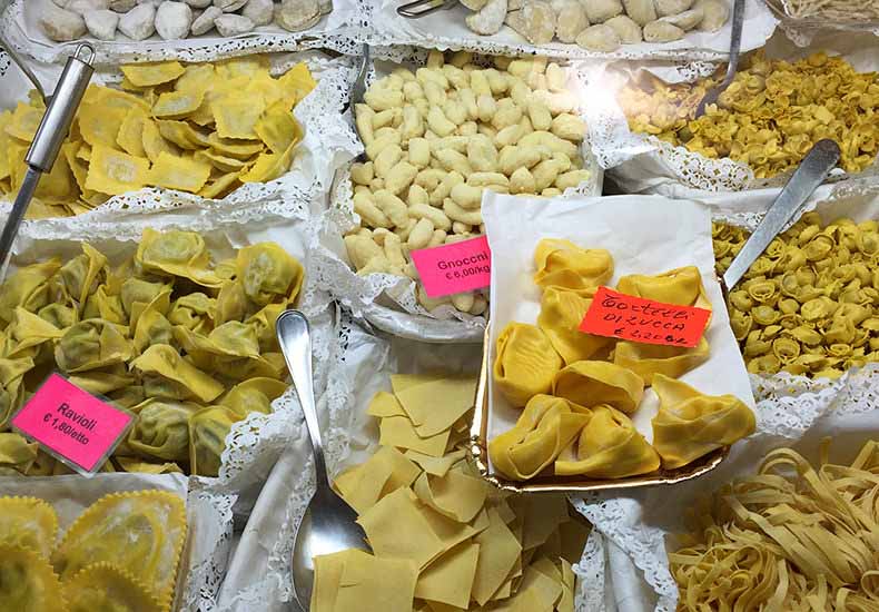 homemade pasta from a shop in Lucca