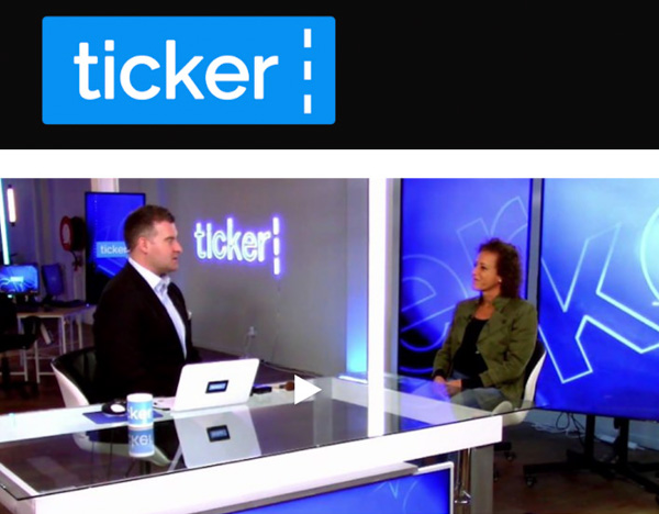 An interview at the ticker tv studio