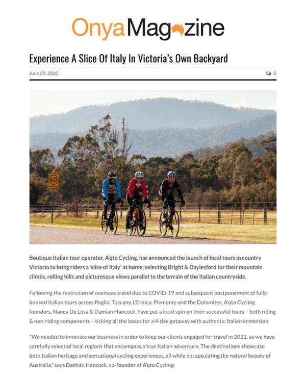 Onya Magazine Masthead and story