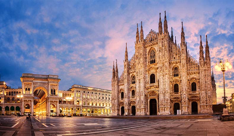 The Duomo in Milan at sunset