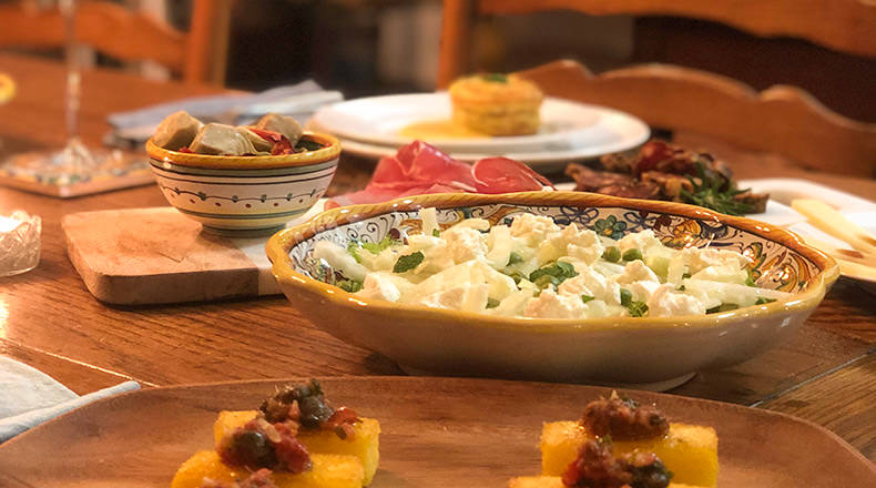 Mixed Italian antipasto on a table