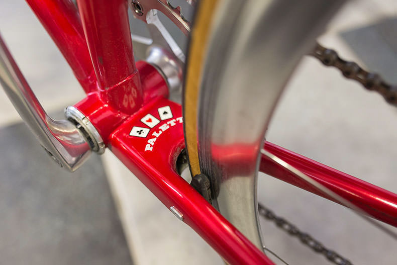 A close up detail of a Paletti bike