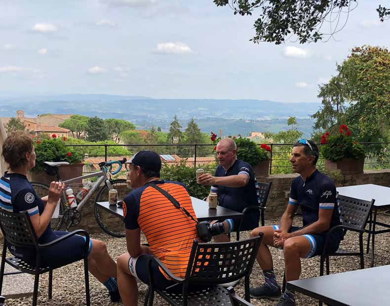 Post ride beers in Tuscany