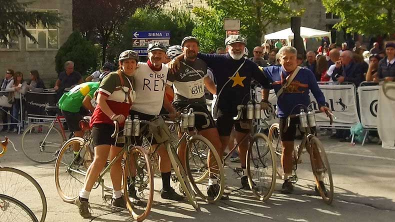 Riders on the finish line of L'Eroica