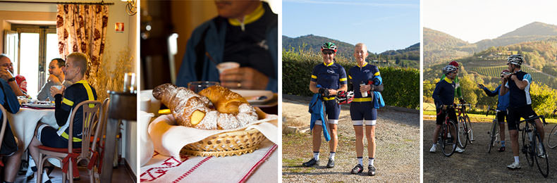 People on a cycling holiday in Tuscany