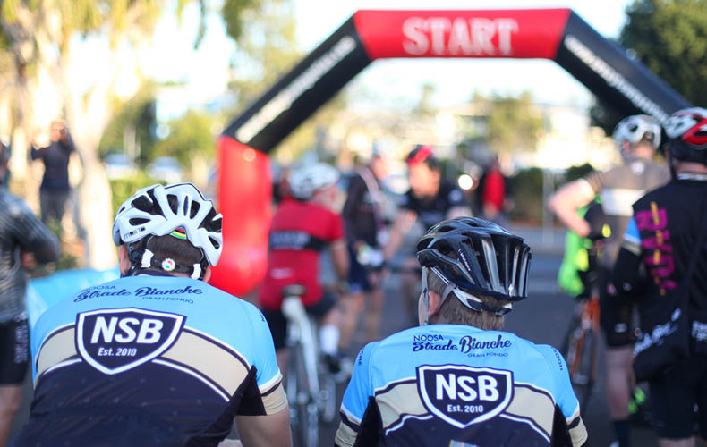 Two cyclist waiting to start a gran Fondo