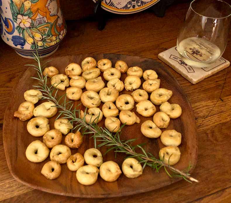 a board filled with homemade taralli