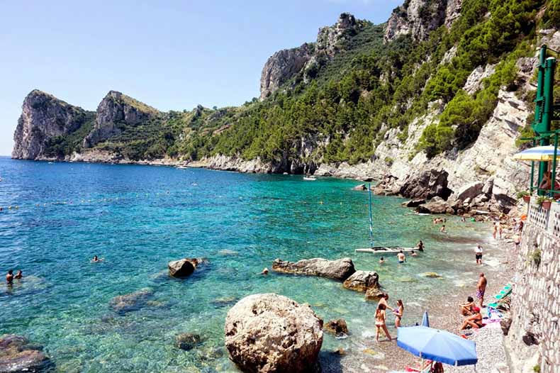 The clear blue waters of the Amalfi coast