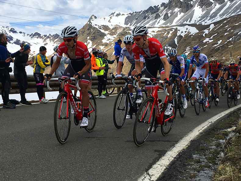 The giro d'Italia race climbing Passo Dello Stelvio