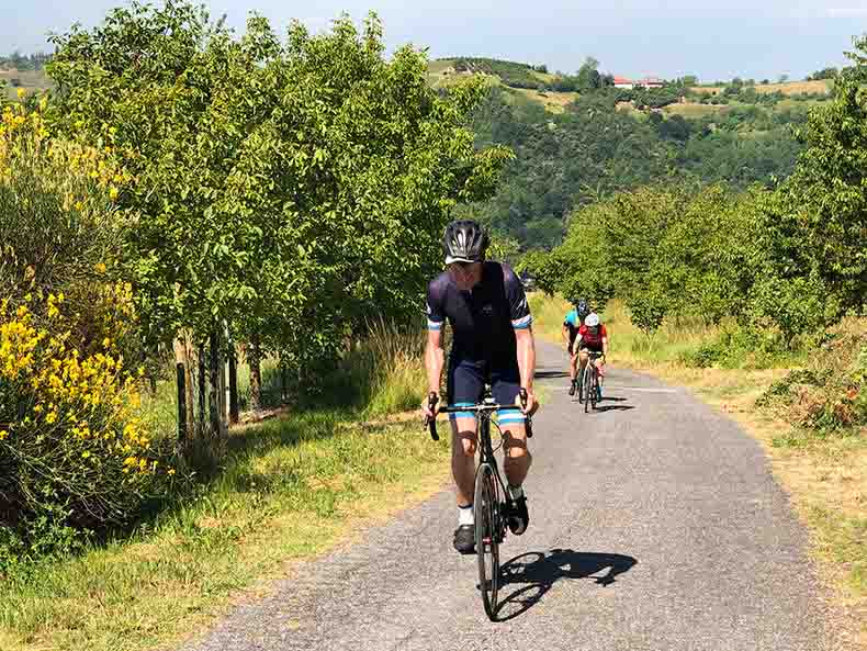 Three riders on bikes in Piedmont