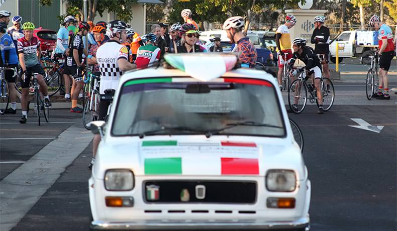 cyclist behind a little alfa