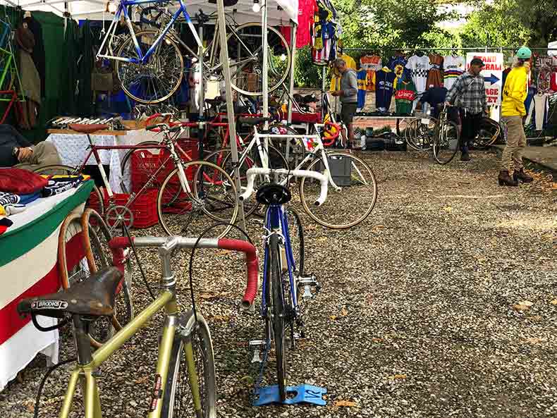 The vintage bicycle market at L'Eroica in Gaiole in Chianti