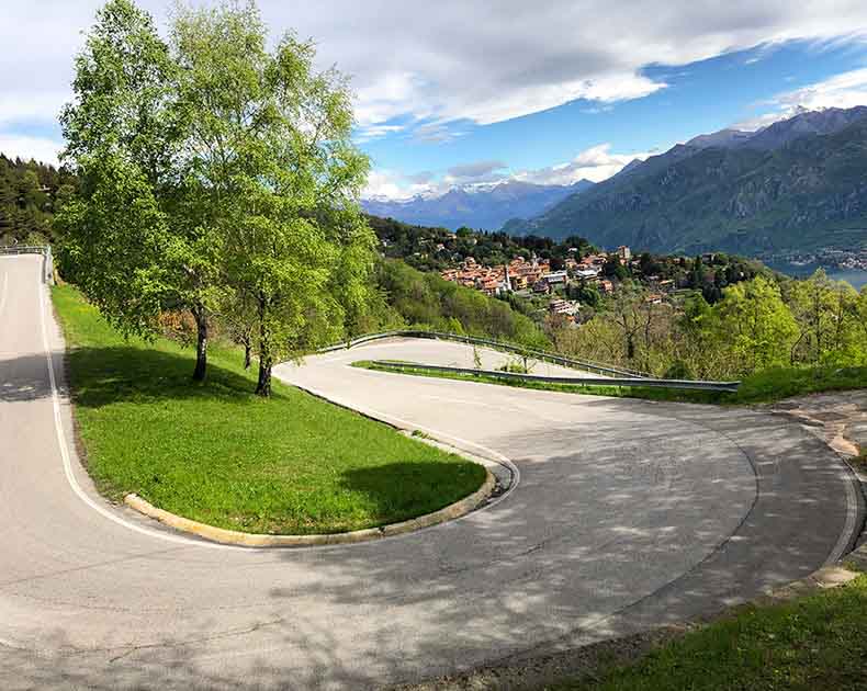 A winding road near lake Como