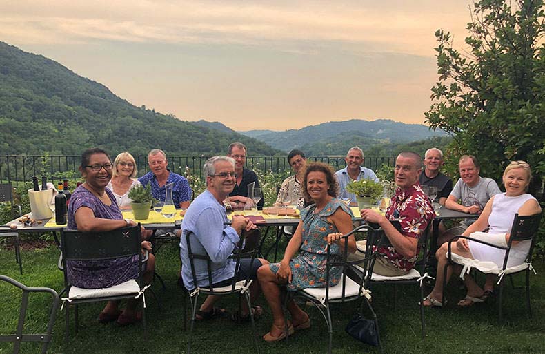 A group of people enjoying aperitivo in the Veneto