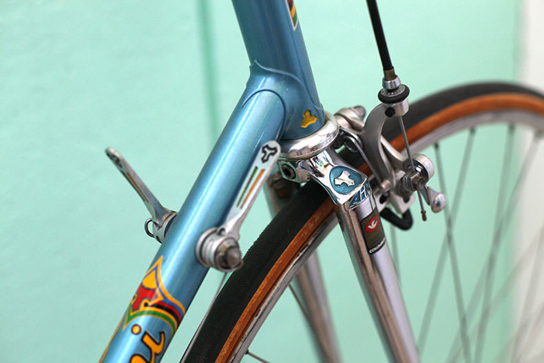 Close up details on a vintage steel tommasini