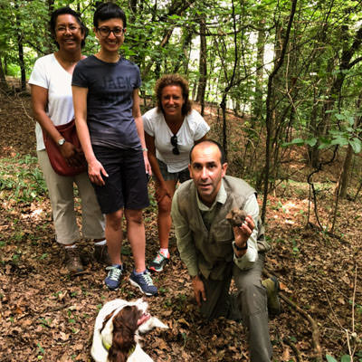 Non riding partners on a successful truffle hunt in Piemonte