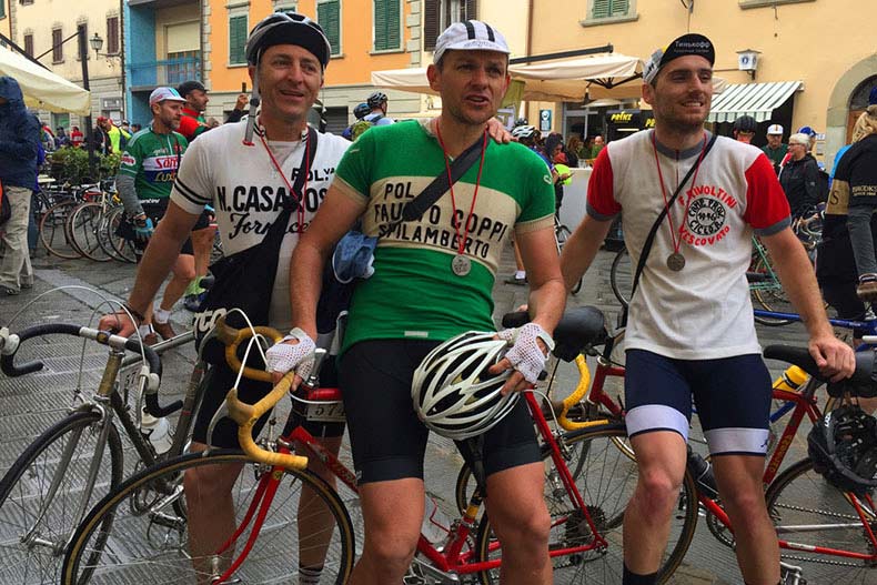 Three riders after finishing L'Eroica